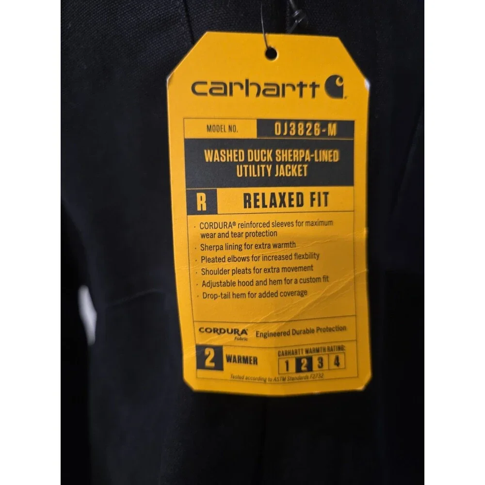 Carhartt Men's Relaxed Fit Washed Duck Sherpa Utility Jacket Jacket-Black-Medium